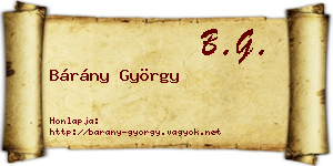 Bárány György névjegykártya
